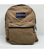 Vintage JanSport Brown Corduroy Backpack 2 Zip Pocket Strap Old School Bag - £91.97 GBP