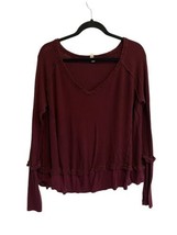 We The Free People Womens Top Laguna Thermal Waffle Knit Burgundy Sz Small - £17.58 GBP