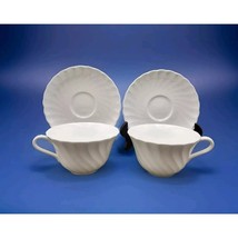 Set 4 Pcs Wedgwood Candlelight Swirl Cup 4.5&quot; Rim &amp; Saucer England  Disc... - $37.39