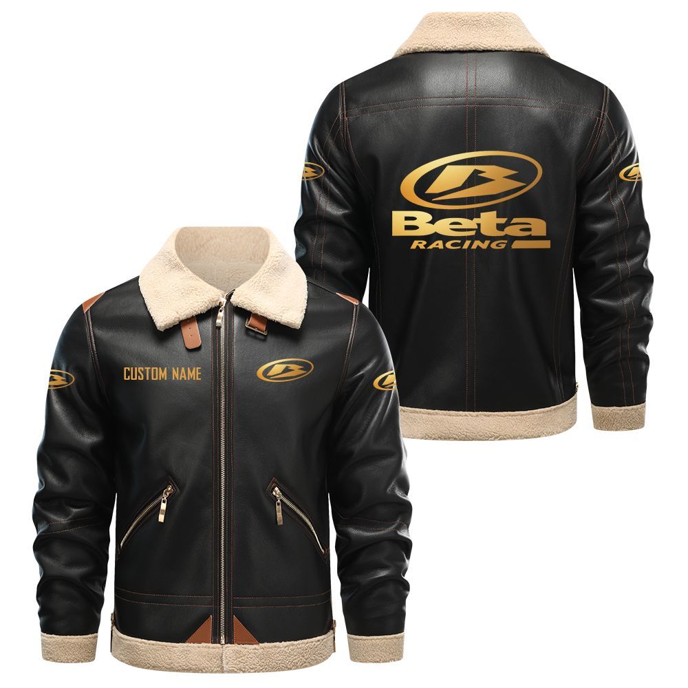 Beta Racing Genuine Black Leather Shearling Jacket - $160.00+