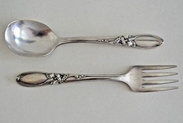 Vintage Community Oneida White Orchid Silverplate Baby Fork &amp; Spoon Set - £31.10 GBP