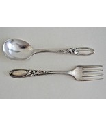 Vintage Community Oneida White Orchid Silverplate Baby Fork &amp; Spoon Set - £31.06 GBP