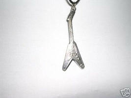 New Heavy Metal Music Axe Guitar Flying V Electric Guitar Pendant Adj Necklace - £6.68 GBP