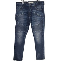 Guess Slim Tapered Moto Style Jeans 34 Mens High Rise Skinny Leg Medium ... - £15.71 GBP