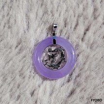 Lantau (Purple) Jade Dragon Pendant (with 14K White Gold) - £229.38 GBP