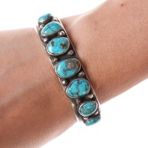 6.25&quot; Native American Sterling and turquoise row bracelet - £218.42 GBP