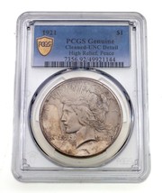 1921 Silver Peace Dollar High Relief Graded by PCGS as UNC Details - Cleaned - $495.00