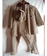 Vintage Childs Wool Velvet Outfit 1940s 1950s Coat trousers Hat - $39.59