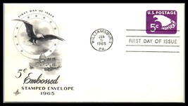 1965 US FDC Cover - 5 Cent Embossed Eagle, Williamsburg, PA E8 - £2.36 GBP