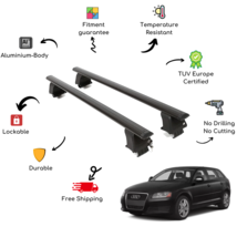 Bare Roof Rack Cross Bars Set for AUDI A3 8VA Sportback 5 Door 13-20 Black - £135.05 GBP