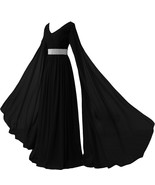 V Neck Long Sleeves Chiffon Formal Prom Vintage Evening Dresses Plus Siz... - £108.75 GBP