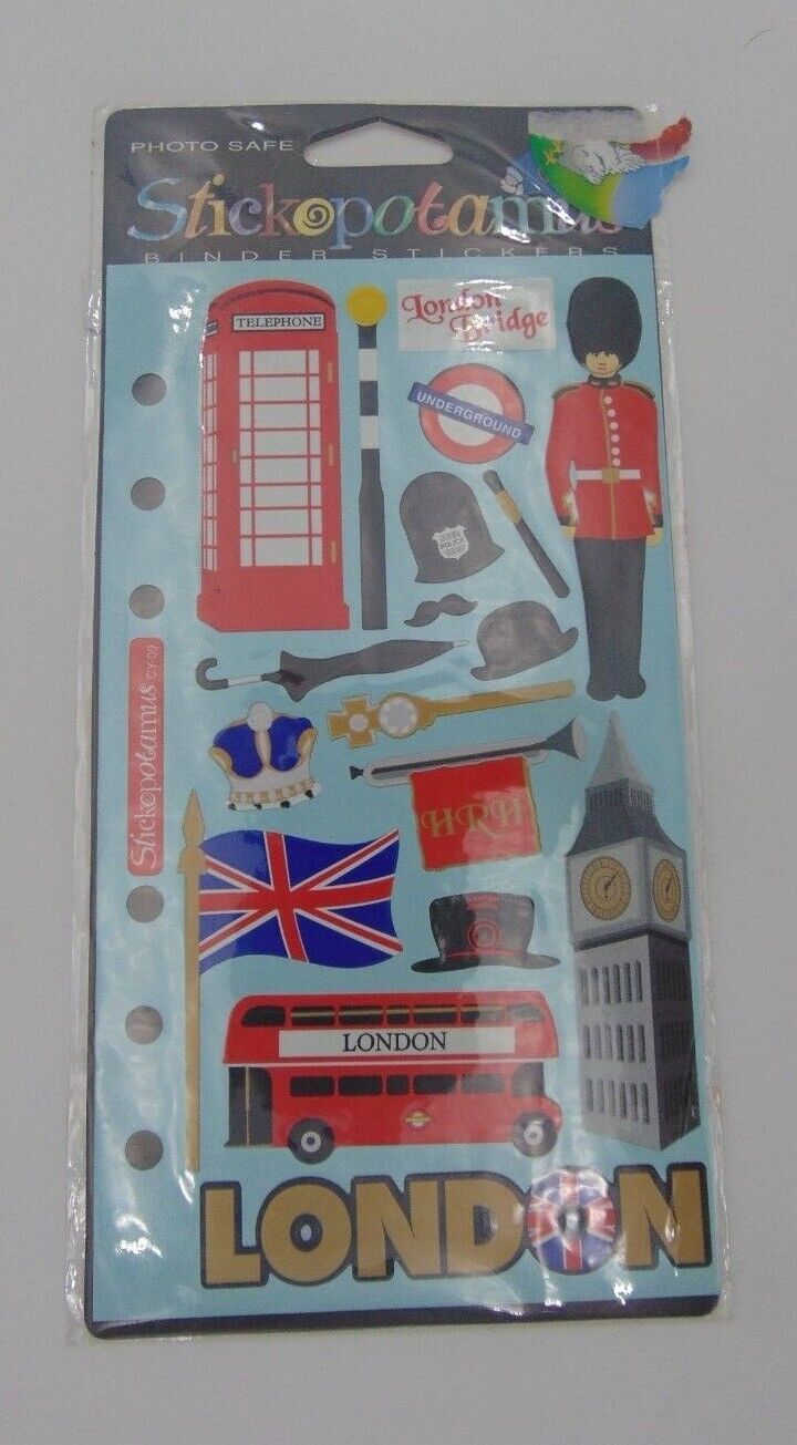 STICKOPOTAMUS Sticker London Big Ben Beefeater Phone Booth Double Bus Scrapbook - $9.90