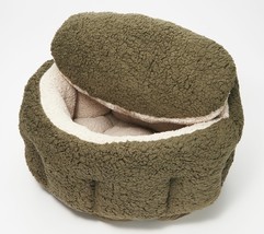 Burrow Bud 23&quot; x 25&quot; Cozy Cuddle Pet Bed in Olive - £46.50 GBP