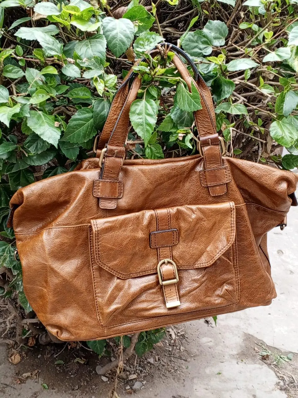 Marks &amp; Spencer Vintage Leather Weekender Bag – Classic Cognac Travel Du... - $1,581.79 MXN
