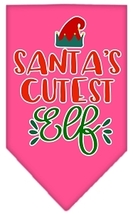 Santa&#39;s Cutest Elf Screen Print Bandana Bright Pink Small - £9.11 GBP