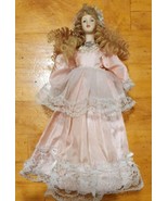 9&quot; Porcelain Doll Strawberry Blonde Hair Blue Eyes, Southern Belle Peach... - $7.82