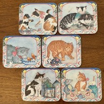 Rare Cats at Play Coasters Vintage Pimpernel Set of 6 Cork Backed Nice - $24.75