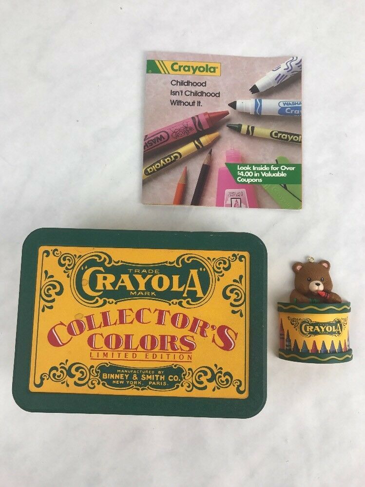 1991 Vintage  Crayola Collector's Tin Limited Tin Minus crayons + Xmas Ornament - $12.34