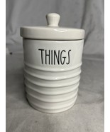Rae Dunn THINGS Ribbed Jar/Lid Artisan Collection By Magenta 6x4 - £15.64 GBP