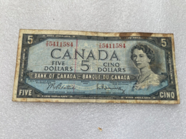 1954 Canada 5 Dollars Banknote - £6.23 GBP