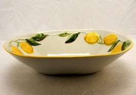 Oval Porcelain Fruit/Pasta Bowl, 12 x 9, Relief Art Lemons &amp; Leaves, Vin... - £11.49 GBP