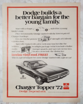 1972 Dodge Charger Topper 72 Vintage Print Ad Dodge Depend On It. - $12.95