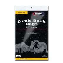 3 packs of 100 (300) BCW 7 5/8" x 10 1/2" Golden Age Comic Bags - $27.86