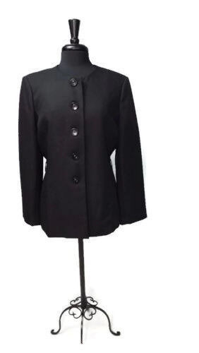EVAN Picone Womens Stylish Career BLACK Textured Jacket Blazer Size 12 - $17.29