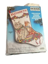 Design Works Crafts Christmas Kitty Cats Counted Cross Stitch Stocking 5... - $18.00
