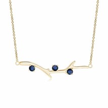 ANGARA Prong-Set Sapphire Tree Branch Necklace in 14K Solid Gold | 18&quot; Chain - £445.32 GBP