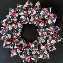 Traverse City Michigan Cherry Festival Fabric Wreath Decor with Swiss Dot - £41.11 GBP