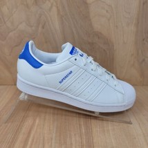 Adidas Superstar J Big Kids Shoes Size 5.5 White Blue Casual Athletic Sneakers - £44.55 GBP