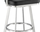 Armen Living Magnolia Swivel Bar Stool in Brushed Stainless Steel with B... - £442.85 GBP