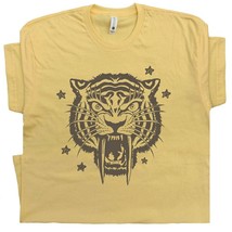 Sabertooth Tiger T Shirt Dinosaur T Shirt Cool Graphic Tee for Women Men Saber T - £15.00 GBP