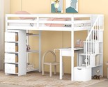 Merax Loft Bed Twin with Desk and Storage Stairs, Space-Saving Wood Bed ... - $1,295.99