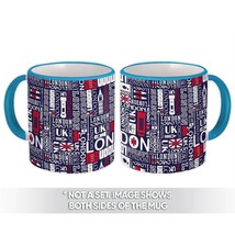 London Pattern : Gift Mug Trip Royal Crown England Big Ben Red Bus Flag Home Dec - $15.90