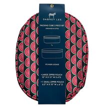 Dabney Lee Packing Cube Set Of 2 Red Watermelon Zipper Pouch Travel Vaca... - $19.20