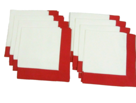 XOCHI Red Border Linen Blend 8-PC Dinner Napkin Set - £54.81 GBP