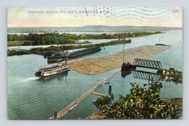 Pontoon Bridge and Raft Mississippi River Lyons IA Iowa DB Postcard P12 - £11.60 GBP