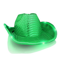 Green LED Flashing Cowboy Hat Sequins for Men's & Women's Wear - $866.20 MXN