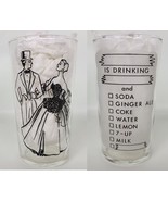 Vintage Federal Glass Wedding Bride &amp; Groom Mixed Drink Menu Cocktail Glass - $14.85