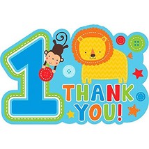 One Wild Boy 1st Birthday Thank You Cards Jungle Animals Party Supplies 8 Count - £3.11 GBP