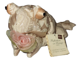 Russ Berrie Fiona Gold Pink Plush Beanie Frog Flower Reflections on living NWT - £10.28 GBP