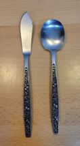 Pageant Harvest Flat Butter Knife &amp; Sugar Spoon Stainless Flatware Japan Fruit - £10.23 GBP