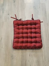 Natco Tufted Chair Cushion Square Tie Backs Wine Red 16&quot; x 16&quot; - £7.78 GBP