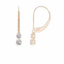 ANGARA Natural 0.35Ct Double Diamond Leverback Dangle Earrings in 14K Solid Gold - £513.63 GBP