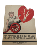 E Rosen Co Vintage Valentines Day Card Pop Boy with Gun Canon Lollipop H... - $11.99