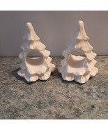 White Christmas Tree Napkin Rings Holders Morton Ceramic Pottery - £15.36 GBP