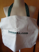 Bonanza Canvas Tote Bag Ivory and Green Large Eco Shopper Bag - £7.99 GBP
