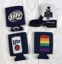 4 Miller Lite Beer Neoprene Bottle Can Koozies Cowboy Boot LGBTQ Omaha Baseball - £17.37 GBP